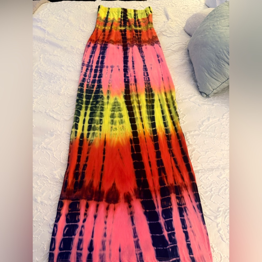 Fashion Nova Colorful Tie-Dye A-Line Maxi Dress
